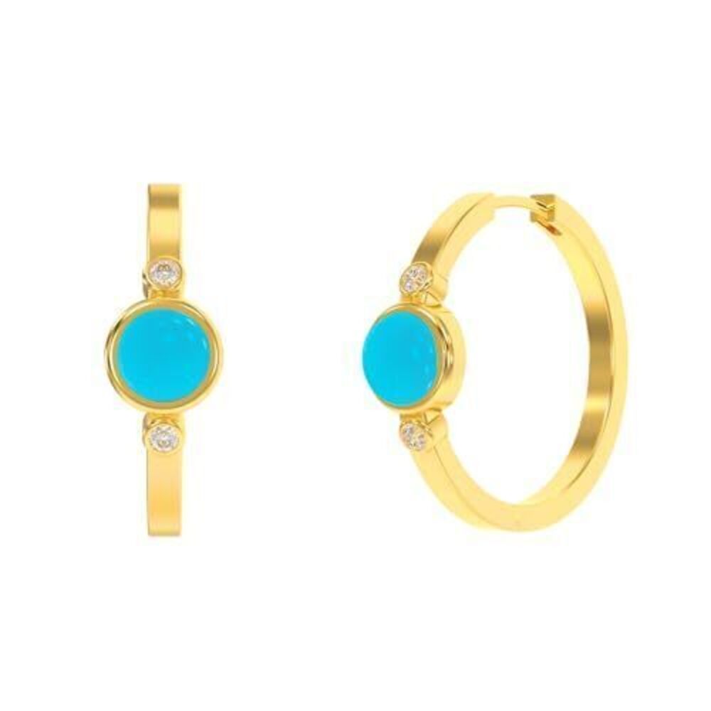6957 Howlite Hoop Earrings in Round Shape - 18K Gold Plated, Certified 925